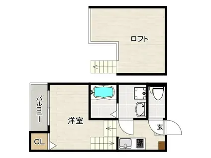 ハーモニーテラス和白駅前(1K/1階)の間取り写真