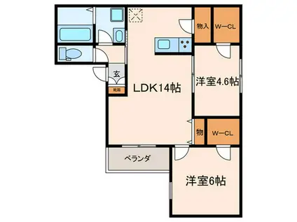 VANTAGE塚口I(2LDK/2階)の間取り写真