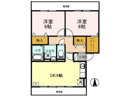 クレール・コート(2DK/1階)の間取り写真