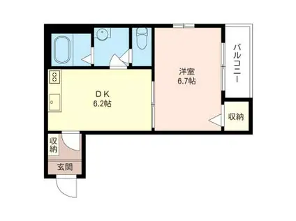 ノーブル1碑文谷(1DK/2階)の間取り写真