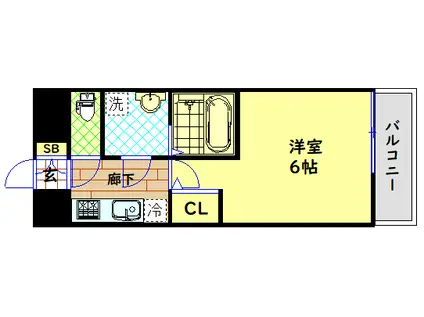 エスリード弁天町グランツ(1K/5階)の間取り写真