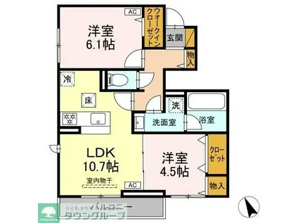 ルガーゼグーロ LUGARSEGURO(2LDK/1階)の間取り写真