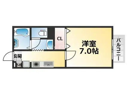 セジュール西代II(1K/2階)の間取り写真