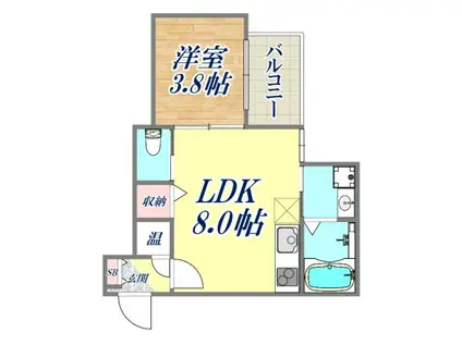 メゾンプラーナ笠屋(1LDK/2階)の間取り写真