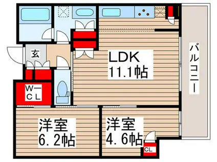 パークアクシス柏の葉(2LDK/9階)の間取り写真