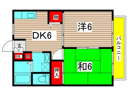 パークフラッツ六木(2DK/1階)の間取り写真