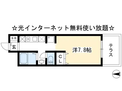 ロゾーパンサン土橋(1K/1階)の間取り写真