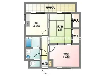 メゾン寺西(2DK/1階)の間取り写真