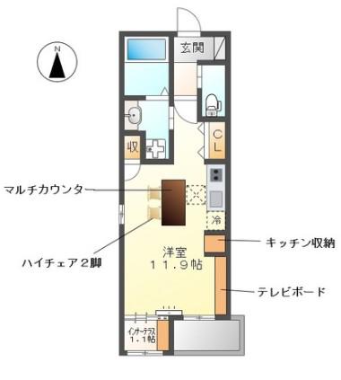 トウリ ルームズ徳川東(ワンルーム/2階)の間取り写真