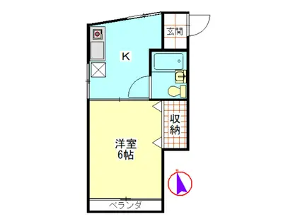 エスペランス梶原(1K/1階)の間取り写真