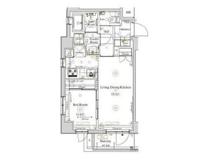 AXAS渋谷笹塚(1LDK/1階)の間取り写真