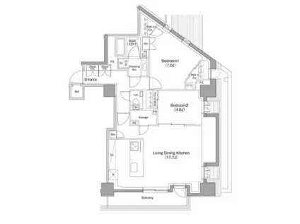 ザ・パークハビオ小石川(2LDK/6階)の間取り写真