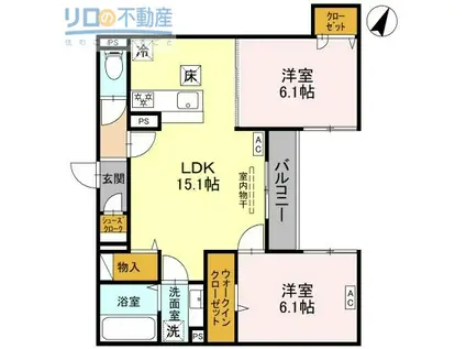 フルール(2LDK/1階)の間取り写真