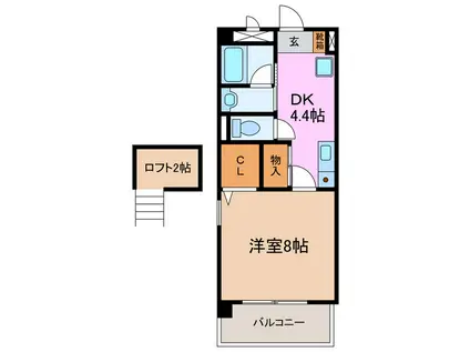 プラムワン(1DK/3階)の間取り写真