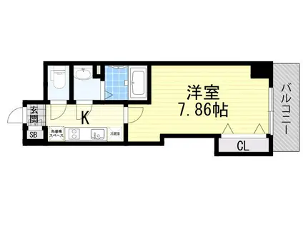 LUXE都島2(1K/6階)の間取り写真