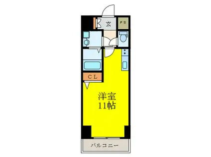 グランブルジュ(ワンルーム/6階)の間取り写真