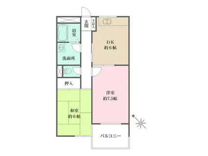 アイビーコート(2DK/2階)の間取り写真