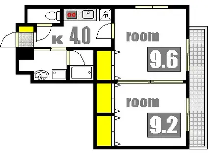 アンフィニ河原町(2K/10階)の間取り写真