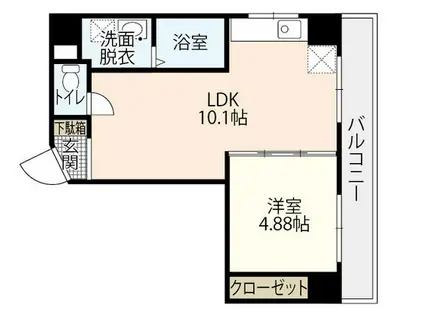 セブンセブンきむら(1LDK/4階)の間取り写真