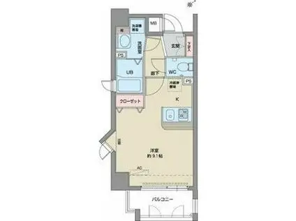 パルティール鶴舞(1K/8階)の間取り写真