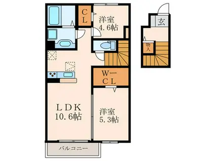 EXCELLENT街角六番館(2LDK/2階)の間取り写真
