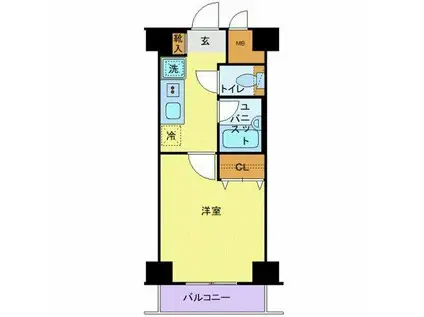 サンテミリオン恵比寿(1K/5階)の間取り写真