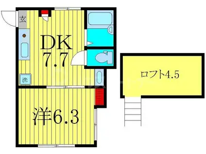 JTレジデンス亀有 弐番館(1DK/2階)の間取り写真