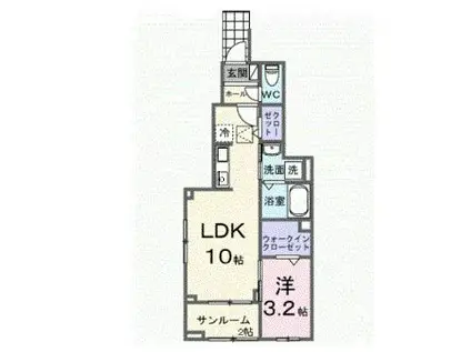 メゾン・ミャウ(1LDK/1階)の間取り写真