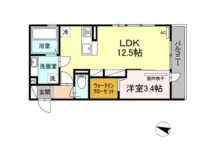 ソシア サンエイト(1LDK/3階)の間取り写真