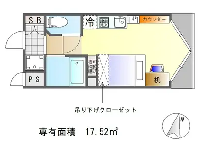 デトムワン鴨川(ワンルーム/2階)の間取り写真