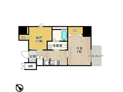 ディアコート宿屋町(2K/1階)の間取り写真