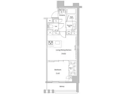 ザ・パークハビオ文京江戸川橋(1LDK/7階)の間取り写真