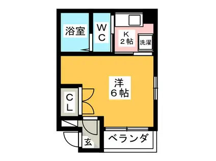 K&S高宮(1K/2階)の間取り写真