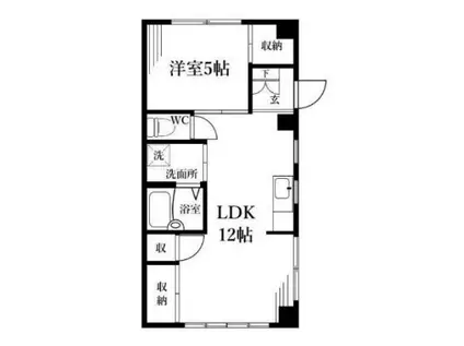 スクエアテラス港南(1LDK/2階)の間取り写真