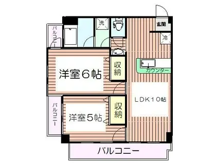 高島平ハイランドコーポ(2LDK/6階)の間取り写真