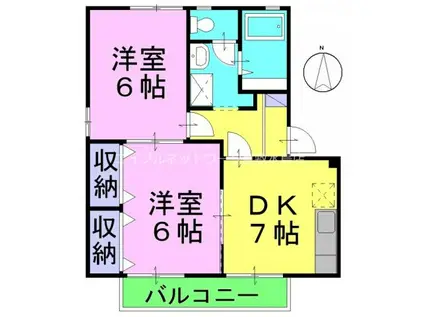 フレグランス松尾C棟(2DK/2階)の間取り写真