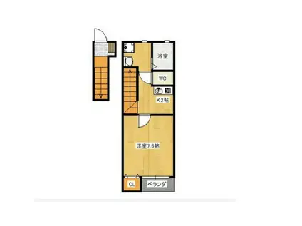 CREST(1K/2階)の間取り写真