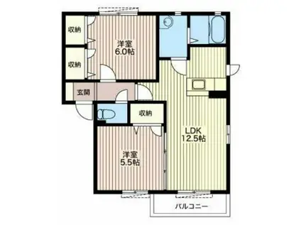 ヴィーガ(2LDK/2階)の間取り写真