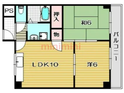 オーソライズ茨木(2LDK/3階)の間取り写真
