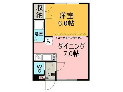 コーポエレガンス(1DK/1階)の間取り写真