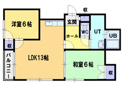 サザンパレス(2LDK/3階)の間取り写真