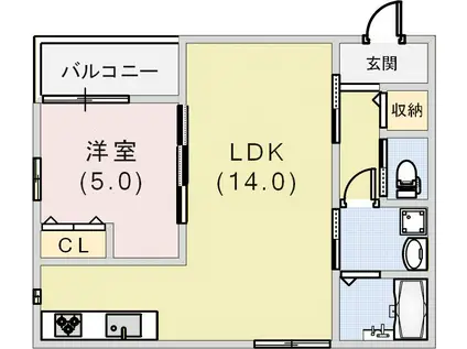 MAISON LUMIRE(1LDK/2階)の間取り写真