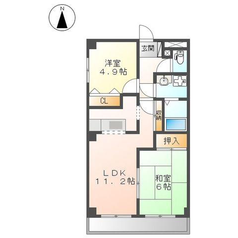 メゾンハンクスMTI(2LDK/3階)の間取り写真