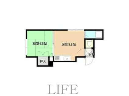 南郷セブン(1DK/2階)の間取り写真