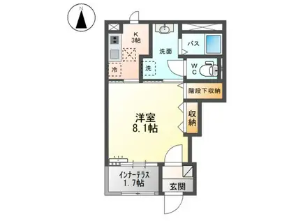 アクシィヴX(1K/1階)の間取り写真