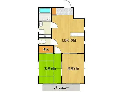 エスパシオ本町(2LDK/2階)の間取り写真