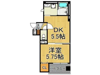 COZY潮江2(1DK/1階)の間取り写真