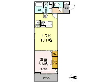 マーリエ1(1LDK/1階)の間取り写真