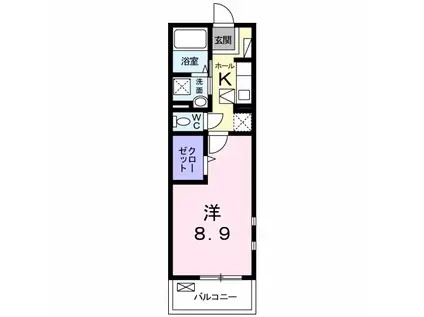 プヴォワール 与力(1K/1階)の間取り写真