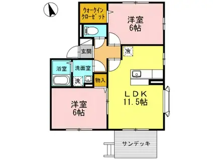 プレジオ白鳥B(2LDK/1階)の間取り写真